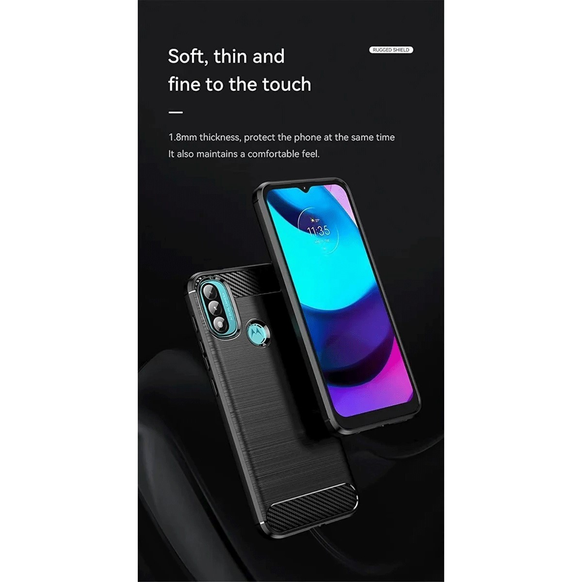Protectores para celular  para Motorola  Moto E40 Funda de tpu fibra de carbono Negro